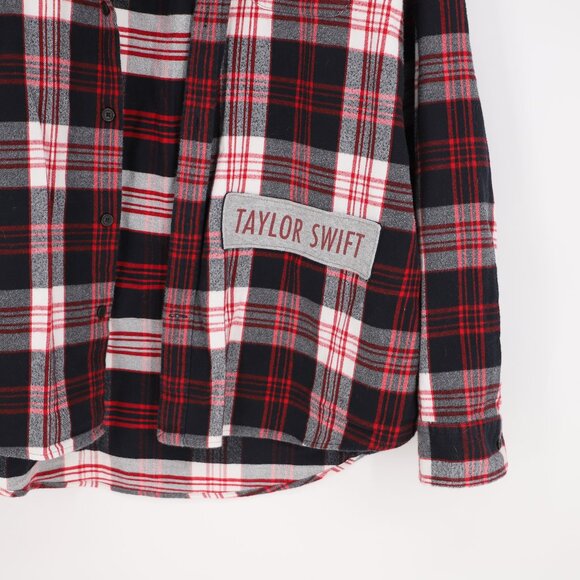 TAYLOR SWIFT "RED" UPCYCLED REWORKED Flannel Shirt Size XL - Picture 4 of 5